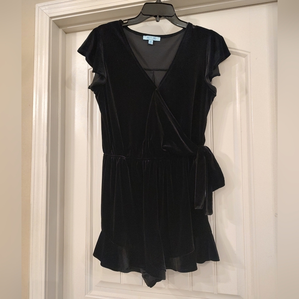 She + Sky Velvet Romper